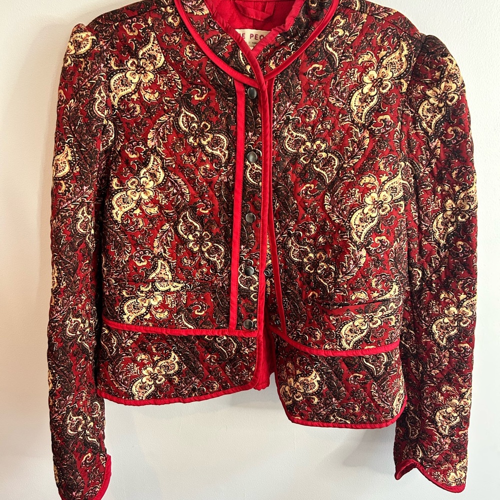Free People Red and Gold Paisley Blazer